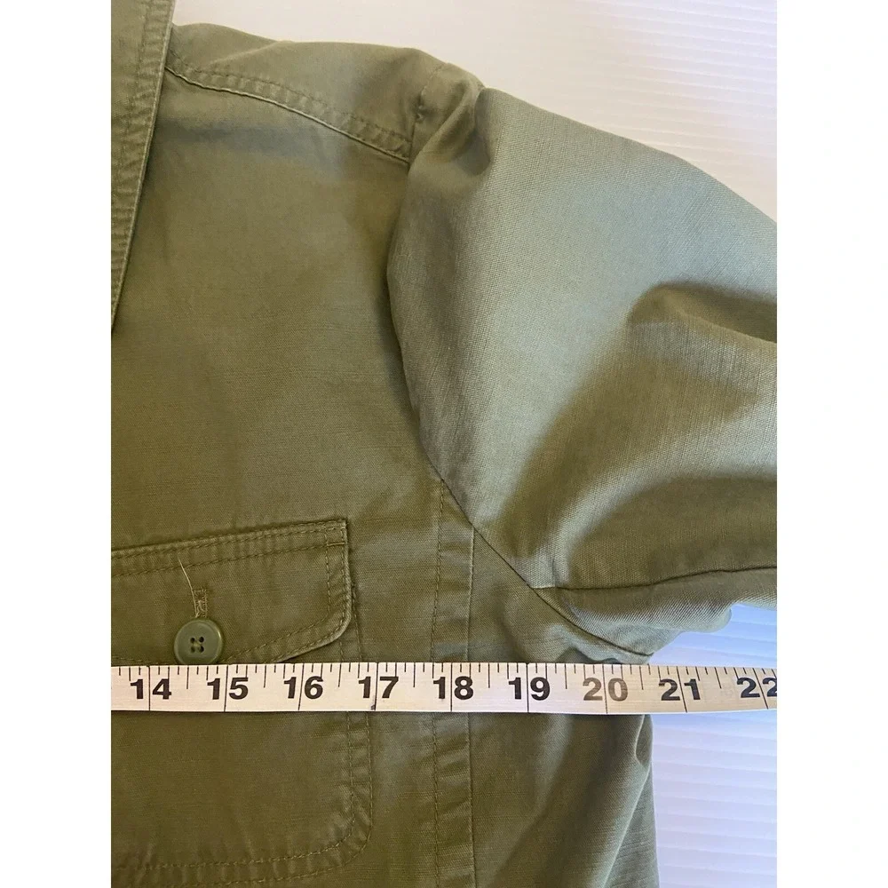 Talbots Jacket‎ Pom Pom Army Green Flap Pockets Gorpcore Lightweight Women's L - Picture 11 of 13